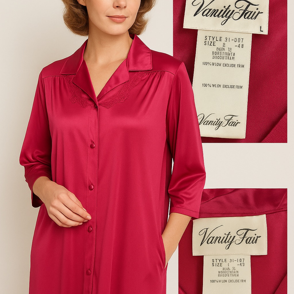 Vanity Fair Fuchsia Lace Robe L Cottagecore